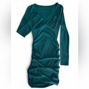 SHEIN Green Asymmetrical Ruched Bodycon Dress